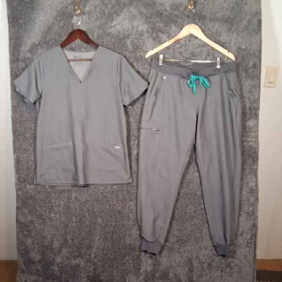 Figs Gray Track Pants Joggers with Elastic Waistband Casma Zamora Style Womens - Picture 1 of 13